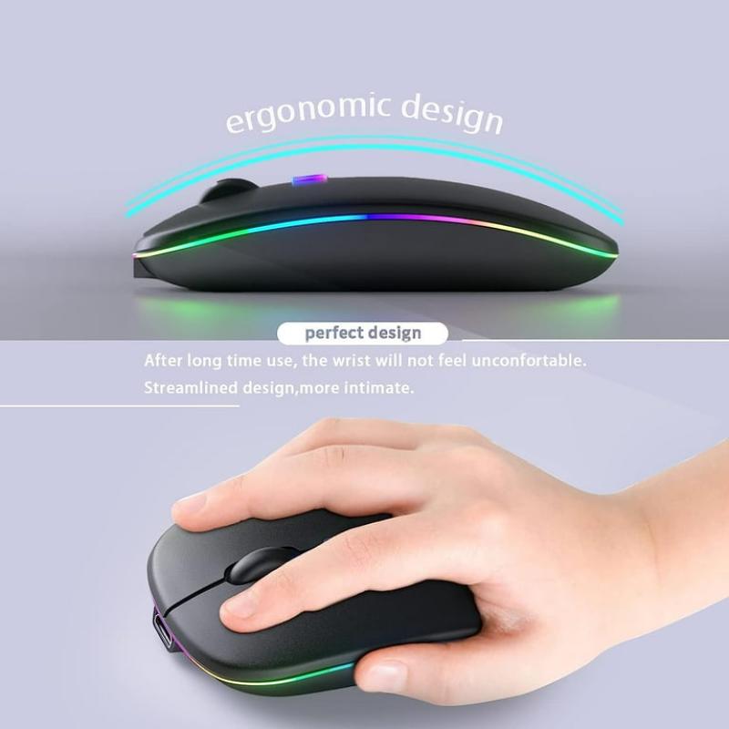 Premium Dual-Mode Rechargeable Wireless Mouse – Bluetooth & 2.4G with Dynamic LED
