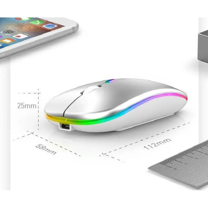 Premium Dual-Mode Rechargeable Wireless Mouse – Bluetooth & 2.4G with Dynamic LED